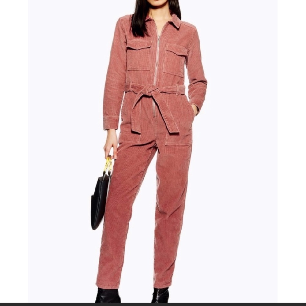 Top shop pink corduroy jumpsuit size 2